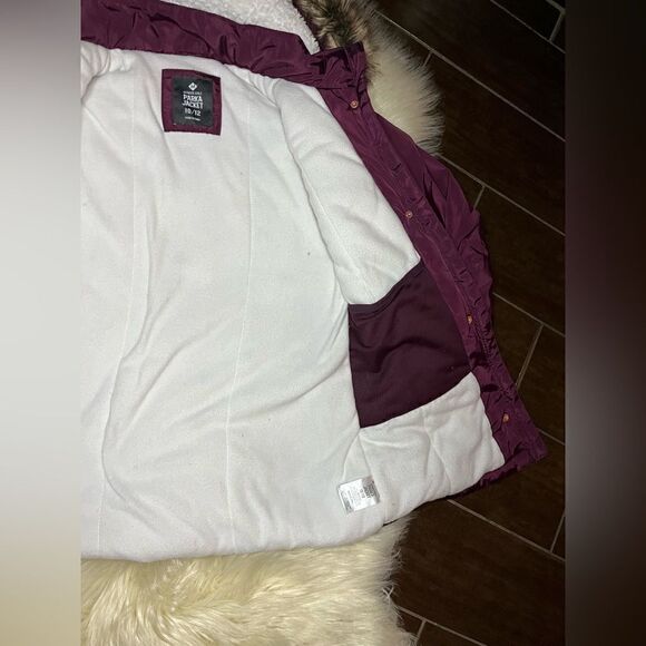 Member's Mark Ultimate Girls Maroon fur lined hooded Parka jacket sz 10/12 - Picture 8 of 14